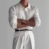 Estilo Maduro Primavera e Outono Novo Pulôver Masculino Canelado Elástico Cor Sólida Slim Versátil Tricô Suéter Camiseta para Homens
