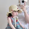 Sombrero de Sol con Visera para Bebé, Sombrero Infantil, Sombrero de Playa Tejido Trendy con Lazos, Sombrero de Paja Delgado de Verano para Niñas