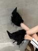 Botas de Moda de Pelo Europeias e Americanas Femininas de Salto Alto Curtas Outono e Inverno Novas Celebridade da Internet Sexy Fashionável Bico Fino Botas Slim Lote