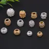 Cuentas huecas de circonita incrustada en oro de 14 quilates, cuentas de barril, accesorios para pulseras, collares, joyería tejida a mano, en stock, venta al por mayor