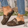 Comércio exterior transfronteiriço plus size outono 2026 novo mocassim feminino plano retrô de camurça com estampa de leopardo, de usar dos dois lados
