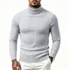 Suéter de punto trenzado de cuello alto para hombre de otoño e invierno, ajuste ceñido, tejido elástico, capa base, varios colores, jersey de moda, ropa para hombre joven