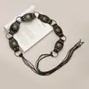 Cinturón de Hebilla Retro Americano para Mujer, Nuevo Estilo Cinturón de Cuero Marrón con Remaches, Cadena de Cintura Moderna y Versátil para Jeans