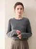Suéter de Cachemira para Mujer Cuello Redondo Color Sólido Punto Liso Transpirable Cálido Jersey de Punto Capa Base Manga Larga Suéter Ropa de Mujer Top Invierno