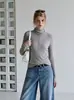 Top de punto ajustado de estilo sencillo para mujer, colección de otoño, elegante y versátil, efecto adelgazante, capa base de manga larga acanalada