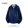Suéter de Tricô Falso Duas Peças com Gola Reversível Torcida para Homens no Outono e Inverno Novo Engrossado Estilo Preguiçoso Gola V Tricô Top Solto