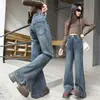 Pantalones de Primavera y Otoño para Niñas 2026 Nuevo Estilo Infantiles de Otoño Casual Estilo Coreano Bordados Divididos Jeans Acampanados para Niñas