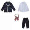 Uniformes para Clase Infantil, Trajes Británicos, Uniformes de Jardín de Infancia, Camisas Blancas, Uniformes de Escuela Primaria, Ropa de Primavera y Otoño para Hombres y Mujeres