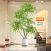 Nantian Bambú Estilo Lujo Ligero Árbol Artificial Decoración Interior Sala de Estar Adornos de Pie Paisajismo Planta Verde Biónica Flor de Seda en Maceta Otros
