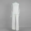 Conjunto de Colete e Calça Longa Transfronteiriço Estilo Europeu e Americano 2026 Primavera/Verão Novo Conjunto Casual de Dormir/Casa Sem Mangas para Mulheres Calça de Perna Larga