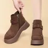 Botas femininas estilo Martin, botas curtas, com sola grossa, forradas com fleece para outono e inverno, bico redondo, envio direto, botas de neve quentes, estilo retrô, sapato de peça única, estilo Birkenstock