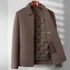 Chaqueta de lana de doble cara para hombre, estilo corto, business casual, con forro extraíble, adecuada para padres de mediana edad