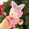 Nuevo Llavero de Peluche Original Hello Kitty Invierno Nuevo Conjunto Cálido Colgante de Bolsa de Regalo Gato Kt