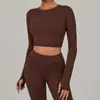 Nueva Ropa de Fitness de Alta Intensidad de Manga Larga Cosida para Yoga Otoño e Invierno Ropa Deportiva para Pilates Running Yoga 46737