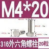 Tornillo Hexagonal Exterior de Acero Inoxidable 316 Perno Hexagonal Exterior M3M4M5M6M8M10M12M14M16M18M20M24