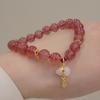 Nueva pulsera de calabaza de Jade de Cristal de Fresa Natural estilo chino, corazón de chica dulce, pulsera de flor de durazno ins para novias