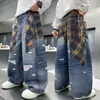 Jeans Rectos Estampados con Salpicaduras de Pintura para Niños Otoño 2026, Pantalones Anchos Sueltos para Niños Grandes Primavera-Otoño, Pantalones para Niños Transfronterizos al por Mayor