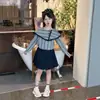Princesa Yuanyuan 2026 Primavera e Outono Novo Estilo Camisa de Manga Longa Irregular Xadrez com Lapela para Meninas Roupas Doces para Crianças
