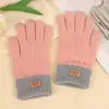 Guantes de Invierno con Forro de Felpa, Engrosados, Estilo Coreano, Cortavientos, Resistentes al Frío, Compatibles con Pantalla Táctil, Guantes de Lana Tejida para Ciclismo, Cálidos, Unisex