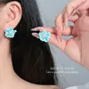 Pendientes Super Hada Dopamina Esmalte Gota de Aceite Flores Azules Simples Asimétricos Elegantes de Gama Alta Pequeños Pendientes para Mujer