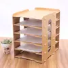 Caja de Almacenamiento de Escritorio de Madera DIY Estantería de Oficina Creativa Revistero Carpeta A4 Estante Organizador de Documentos