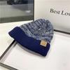 Sombrero para hombre con parche de letras, forrado de terciopelo, grueso, para invierno, a prueba de frío, mantiene el calor, sombrero japonés, protección para las orejas, gorro de punto, sombrero de lana para mujer