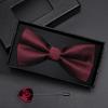 Caja de Regalo Pajarita para Hombre Pajarita Borgoña para Mejor Hombre y Novio Vestido Formal Boda Estilo Británico Coreano Lazo