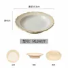 Estilo Natural Melamina Imitação Porcelana Comercial Churrasqueira Panela Quente Prato de Arroz Bonito com Design de Borda Único, Prato Redondo, Prato Retangular