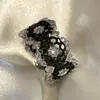 Anillo de Encaje para Mujer, Estilo Abierto Ajustable, Minimalista de Nicho de Lujo de Alta Gama Versátil Chapado en Oro Malla Hueca Moderno