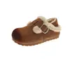 Gu YunSapato Birkenstock Feio Fofo Feminino 2026 Outono/Inverno Nova Moda Acolchoado Quente Slip-on Chinelo Birkenstock de Algodão Feminino