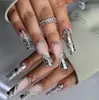 Colección Popular de Pegatinas para Uñas de Comercio Exterior, Estilo Francés Europeo y Americano Uñas Postizas de Chica Popular, Uñas Cuadradas Largas Usables con Pedrería