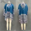 Transfronterizo 2026 Nuevo Estilo Europeo y Americano Marca Independiente Vestido con Cuello Alto Estampado Estilo Holgado de Vacaciones Chal Vestido de Manga Larga para Mujer