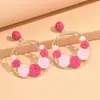 Brincos de Flores Tecidas em Ráfia Boêmia Europeus e Americanos para Mulheres, Argolas Exageradas Dopamina Elegantes Personalizadas