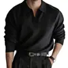Popular Europeu Tamanho Grande Camisa Polo Gola Lapela Tricô Masculino Gola V Tricô de Negócios Fábrica Atacado