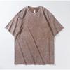 Camiseta de Verano Transfronteriza 230g Algodón Puro Lavada Vintage Desgastada Cuello Redondo Manga Corta Marca de Moda para Hombre Corte Holgado Estampado Directo Digital