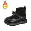 Sapatos Pequenos de Couro para Meninas 2025 Outono e Inverno Novo Estilo Moda Infantil Versátil Botas Meia com Solado Macio Botas Casuais com Laço para Estudantes