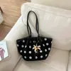 Bolso Tote de Lona de Lunares Estilo Coreano de Nicho de Gran Capacidad para Mujer Modelo Nuevo Verano 2026 Bolso de Hombro Exquisito para el Trabajo y los Viajes