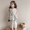 Conjunto de Verano para Niñas 2026 Nuevo y Moderno Dulce Vestido de Verano para Niñas, Elegante Conjunto de Dos Piezas con Camisa Floral para Bebés Niñas