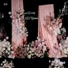 Cortina de tecido rosa celebração de casamento cortina de tecido para teto tecido elástico seda de leite estilo coreano fundo nuvens e água fluindo ondas multicamadas