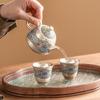 Esmalte cloisonné de fábrica Color plata Plata 999 Tetera para té Hogar Una tetera Dos tazas Juego de té pequeño con bandeja