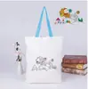 Regalos de Actividad Festiva para Niños de Preescolar Bolsa de Graffiti Dibujada a Mano con Dibujos Animados Bolsa de Lienzo de Coloración DIY Dibujada a Mano Almacenamiento