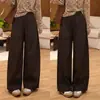 Pantalones de pierna ancha de cintura alta simples de estilo nuevo para otoño hechos a medida para mujer, adelgazantes, con efecto de caída, pantalones casuales rectos con una curva elegante