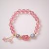 Pulseira de Cristal de Morango Natural Feminina Flor de Pessegueiro Flor de Pessegueiro Flor de Pessegueiro Flor de Pessegueiro Aluno Contas Rosa Pulseira de Cristal Atacado