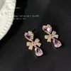 O Original Parece Muito Brilhante! Brincos de Laço com Zircônia Incrustada para Mulheres, Frescos, Doces, Fofos e Elegantes da Fábrica