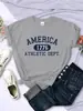 Modal Transfronterizo 1776 Estampado Americano Talla Europea Estilo Europeo y Americano Manga Corta Top para Mujer Seda de Leche Absorbente de Sudor Deportivo Manga Corta