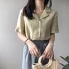 [Serie de personalización elegante de Rongzheng] Camisa corta 100 % lino para mujer, nueva blusa versátil y estilizada.