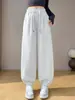 Pantalones deportivos de pierna ancha de cintura alta para mujer, nuevo estilo coreano de otoño 2026, pantalones deportivos casuales holgados adelgazantes, pantalones de chándal holgados