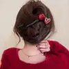 Presilha de bico de pato marrom de cachorro coreano, presilha elegante para coque torcido, presilha de cabelo volumizadora para a parte de trás da cabeça, acessório de cabelo de alta qualidade
