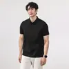 Camisa Polo de Hielo de Secado Rápido para Hombre Color Negro Sólido Cuello Solapa Manga Corta Ropa de Trabajo de Negocios Casual
