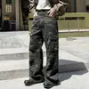 Calça de Trabalho Camuflada Estilo Retrô Americano para Homens e Mulheres, Tendência Primavera 2026 Calças de Lenhador de Perna Reta, Calças de Perna Larga com Vibe High Street